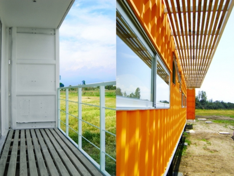 Casa contenedor marítimo modular resistente a terremotos - Metal y madera se fusionan en el diseño