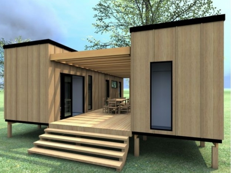 Casas prefabricadas con contenedores - Con acabado en madera