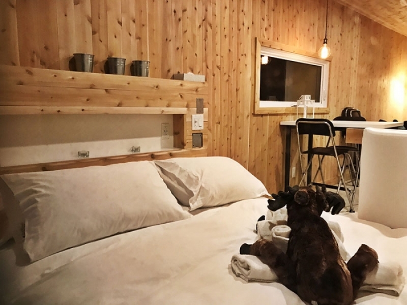 Contenedor de envío usado convertido en micro cabina minimalista - Dormitorio