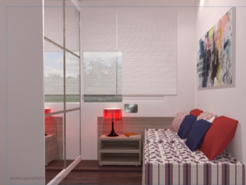 Casa Container 30m² con 2 cuartos - El 2do dormitorio con cama simple.